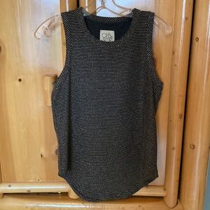 Evereve Black and Gold Striped Tank Top